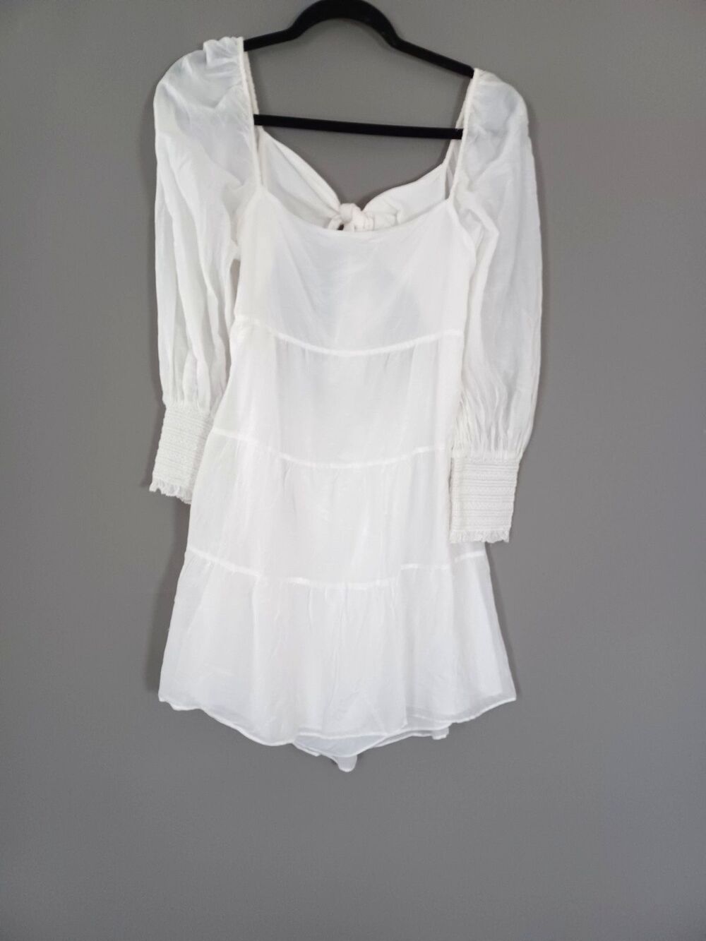 Alice + Olivia Rowen Dress Silk Smocked Tie Back Boho Western Large Cottagecore